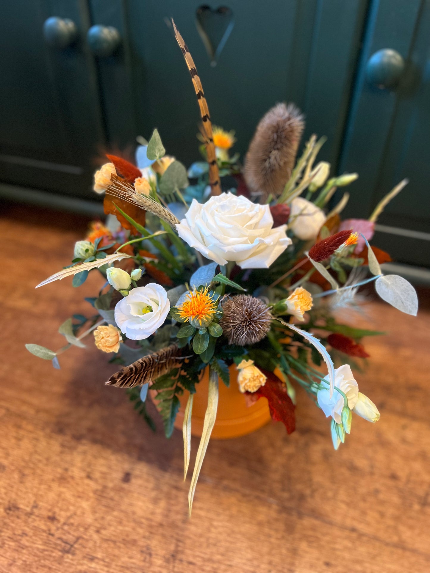 Classic Autumnal hat box arrangement.
