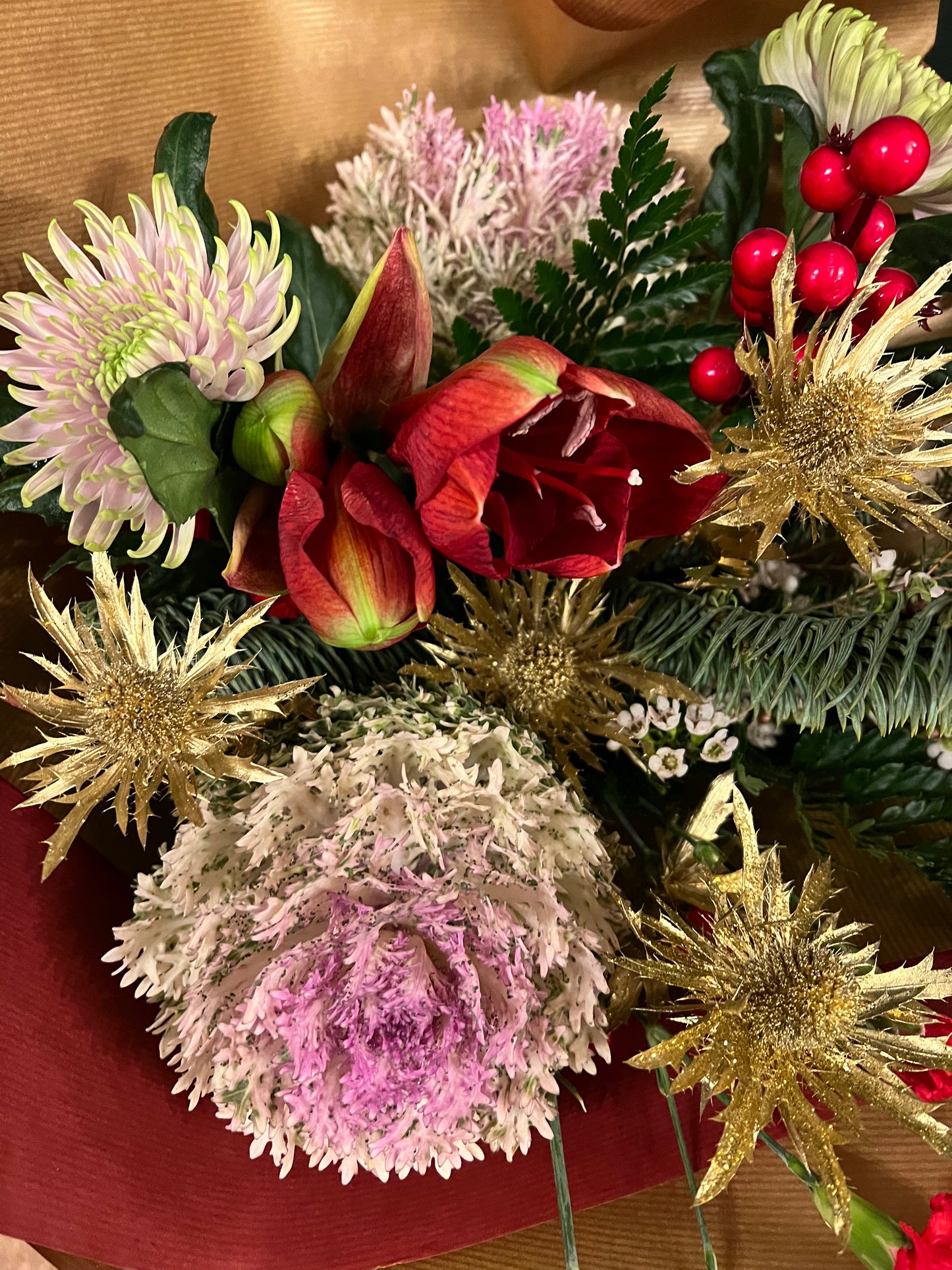 Florist choice Christmas bouquet in water